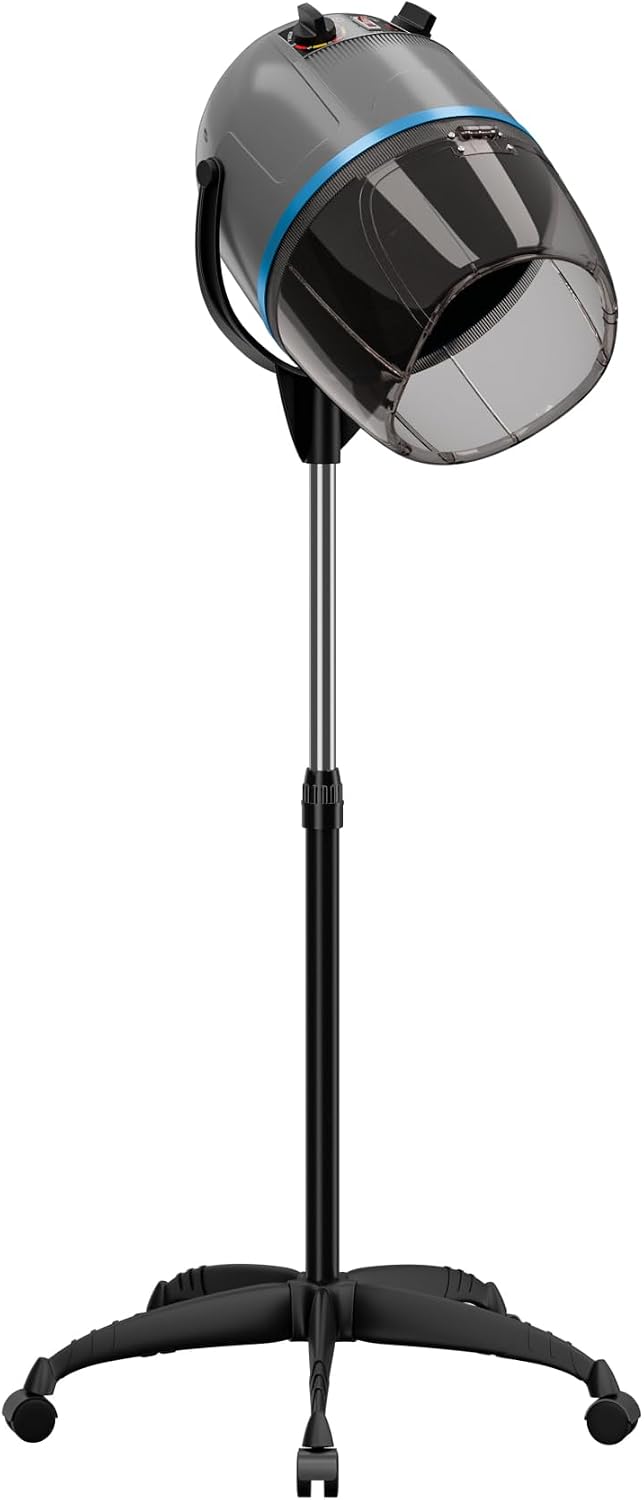 Professional Hooded Floor Hair Dryer Adjustable Bonnet Hair Dryer Stand Up with Timer and Rolling Wheels for Beauty Spa Home Salon Equipment (Black)