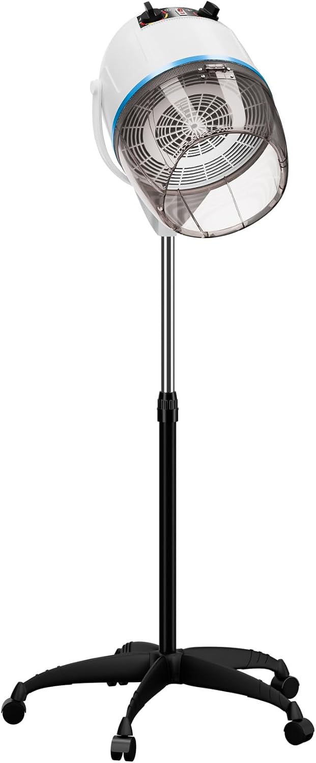 Professional Hooded Floor Hair Dryer Adjustable Bonnet Hair Dryer Stand Up with Timer and Rolling Wheels for Beauty Spa Home Salon Equipment (Black)