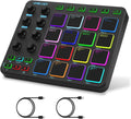 JP-1 MIDI Pad Controller with Wireless Connection, 16 RGB Beat Pads for Music Production, Portable Beat Maker for Beginners, Finger Drumming, Sampling, Looping on Laptop, Tablet, Phone