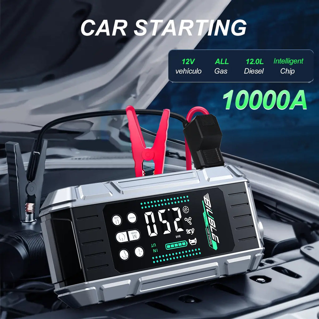 T3V2 TikTok gallery 2: BIUBLE X7 10000A jump starter connected to a 12V vehicle battery