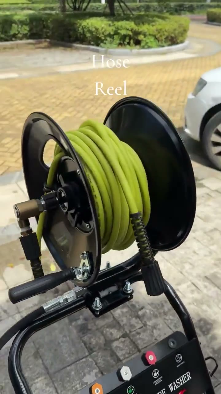 Heavy-Duty Steel Pressure Washer Hose Reel with Hand Crank and Swivel Arm detail 3