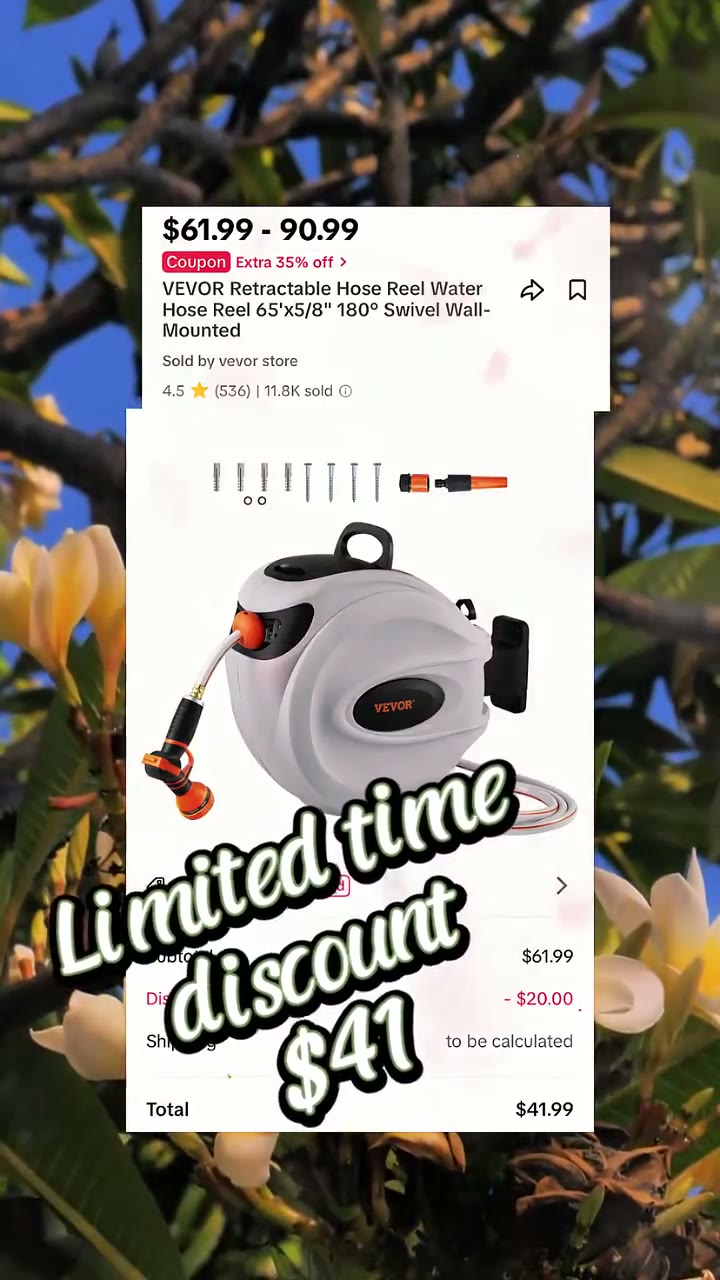 Wall-Mounted Retractable Garden Hose Reel with 180-Degree Swivel detail 3